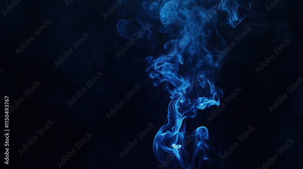 Abstract blue smoke swirls on black background. Abstract blue smoke swirls on black background.