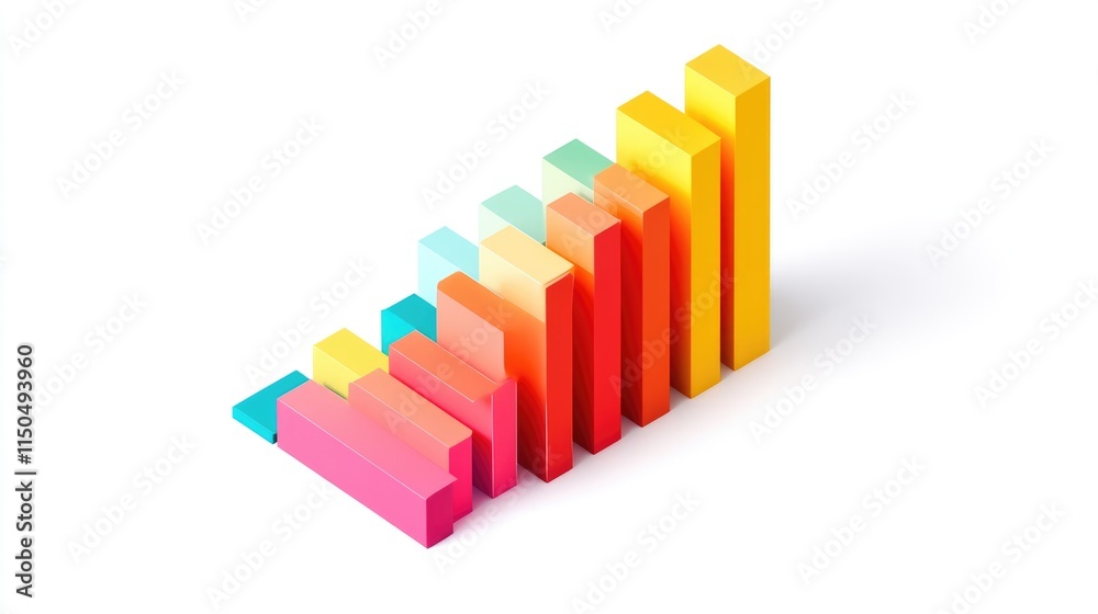 a colorful bar chart clipart, business graph element, 3D isometric illustration, vibrant, isolated on white background a colorful bar chart clipart, business graph element, 3D isometric illustration, vibrant, isolated on white background