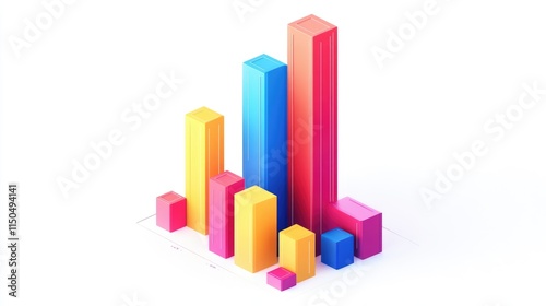 Free Download a colorful bar chart clipart, business graph element, 3D isometric illustration, vibrant, isolated on white background  - GFXLoad