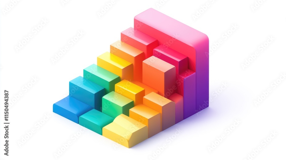 a colorful bar chart clipart, business graph element, 3D isometric illustration, vibrant, isolated on white background a colorful bar chart clipart, business graph element, 3D isometric illustration, vibrant, isolated on white background