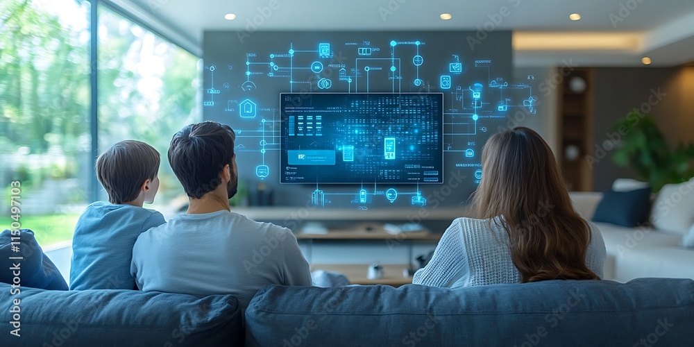 Interior of AI-augmented reality smart home, Modern smart home components management system, Generative AI Interior of AI-augmented reality smart home, Modern smart home components management system, Generative AI