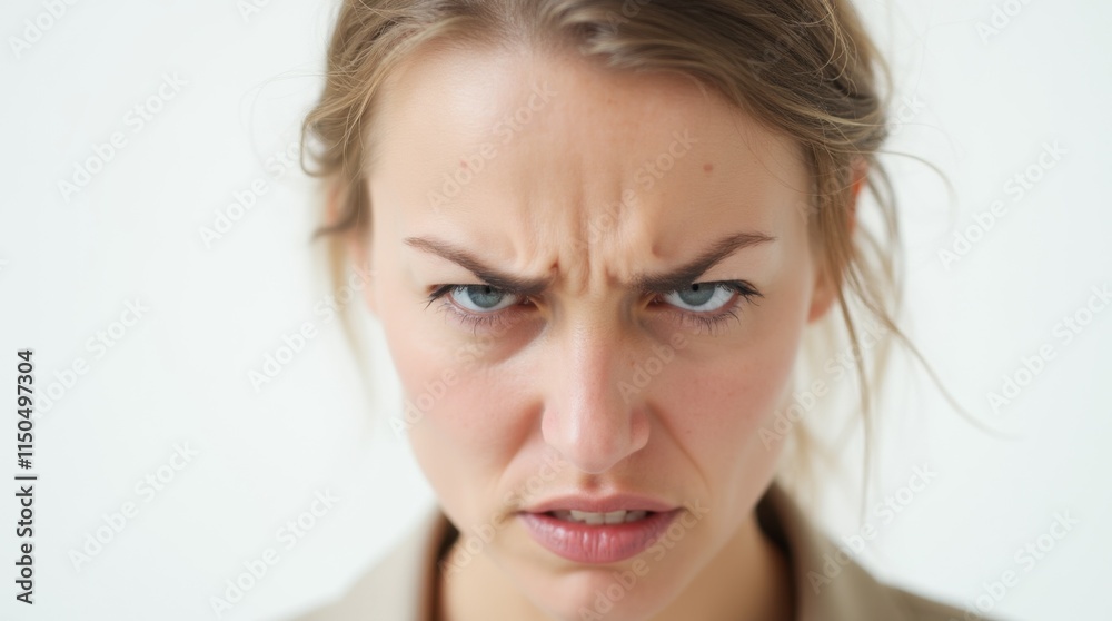 Naklejka premium Angry Woman Portrait Close-Up