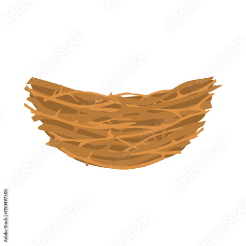 Birds nest made of branches. Wild housing for nesting and brooding of chicks with nature vector design
