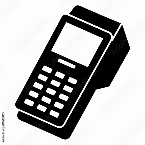 Electronic Payment Terminal Bank Vector Silhouette