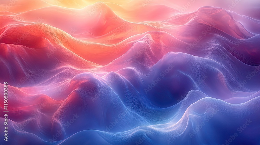 Fototapeta premium Abstract wallpaper with 3D waves, flowing and textured, creating an artistic illustration with iridescent motion