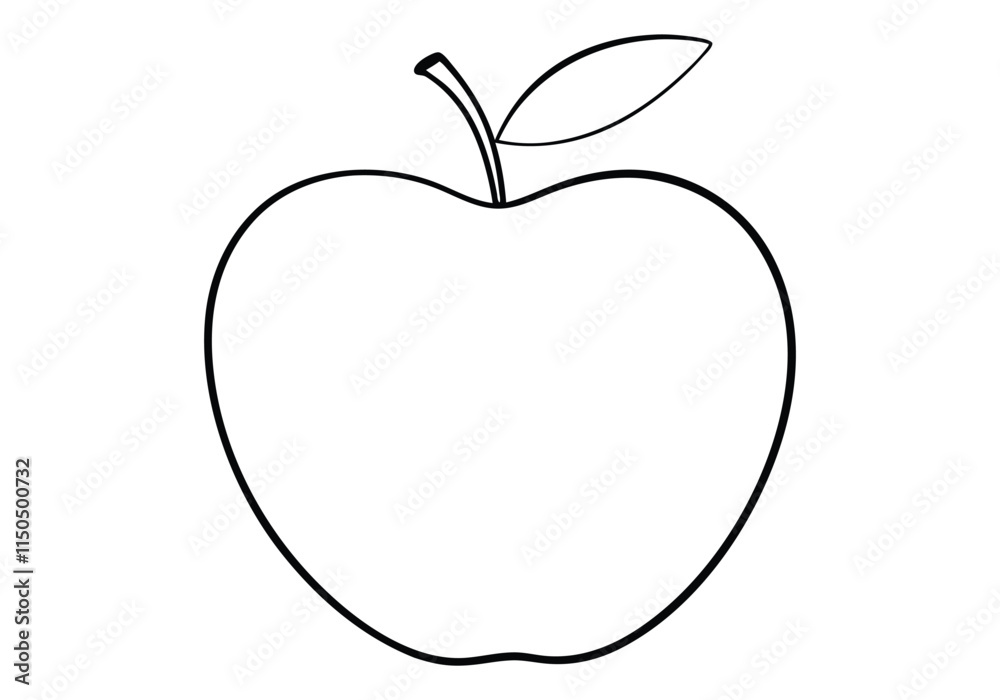 Minimalist Continuous Line Art of an Apple with Stem and Leaf in a Modern Organic Style Minimalist Continuous Line Art of an Apple with Stem and Leaf in a Modern Organic Style