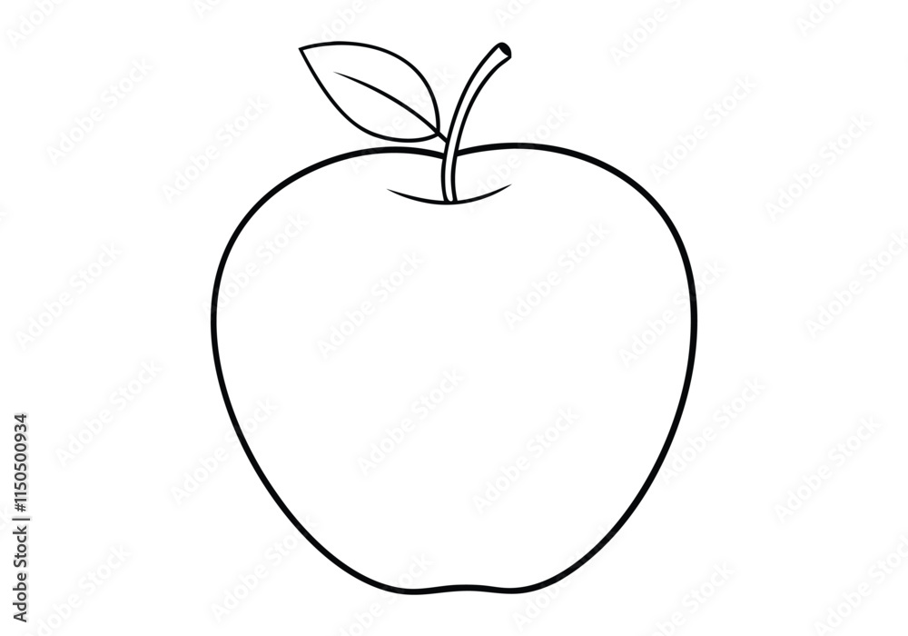 Minimalist Continuous Line Art of an Apple with Stem and Leaf in a Modern Organic Style Minimalist Continuous Line Art of an Apple with Stem and Leaf in a Modern Organic Style