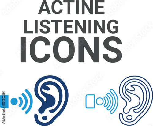 Active listening icons. Containing customer satisfied, assistance, experience, feedback, operator and technical support icons. Solid icon collection.