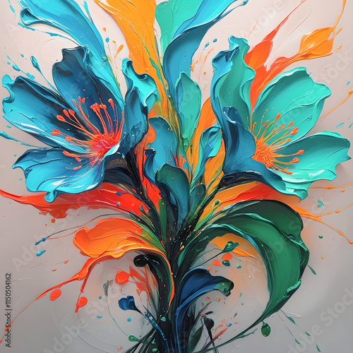 illustration of a very colorful abstract bouquet of flowers