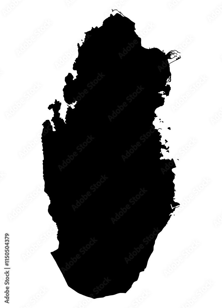 Vector illustration of map of Qatar country in Asia
