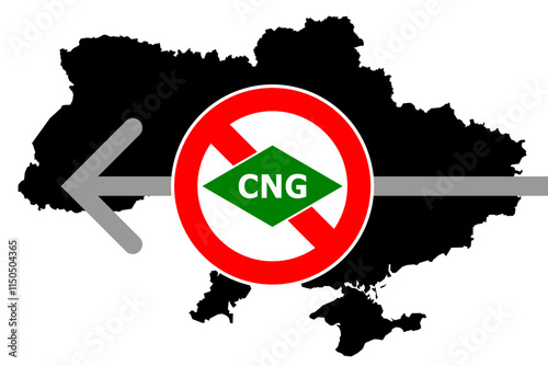 Vector illustration of Ukraine country which stops export of Russian CNG to European Union