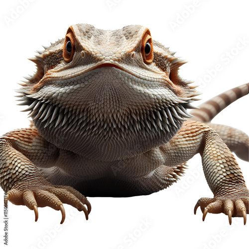 Bearded lizard isolated on white photo