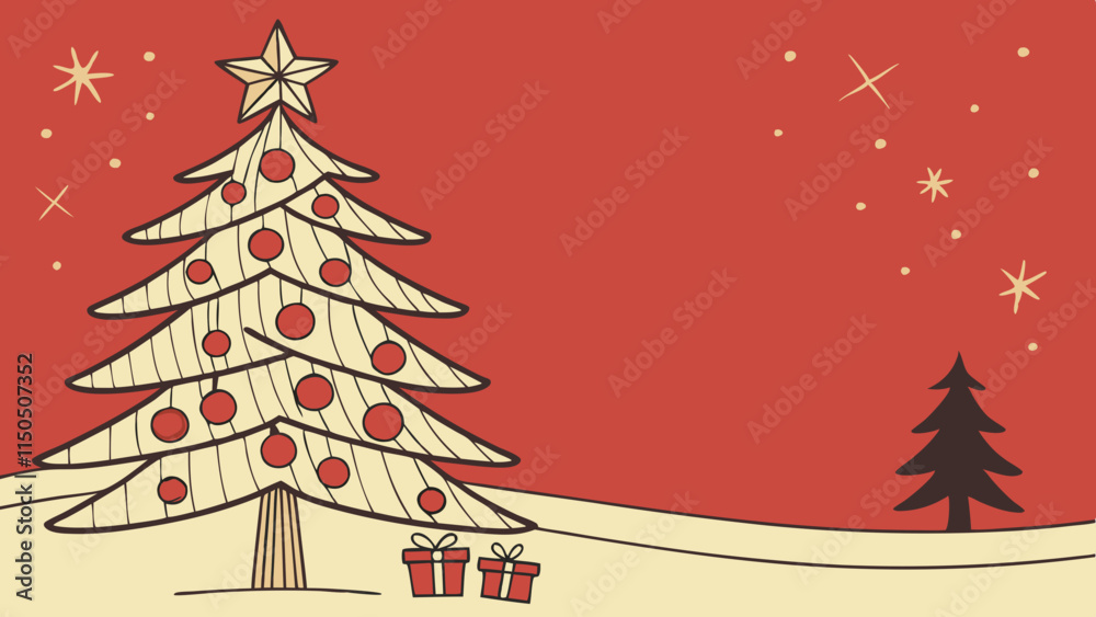 Merry Christmas and Happy New Year Card with Decorative Elements Merry Christmas and Happy New Year Card with Decorative Elements