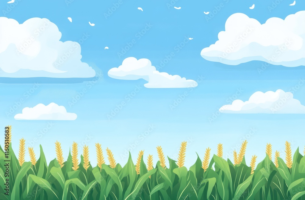 Obraz premium Serene Cornfield Under a Summer Sky