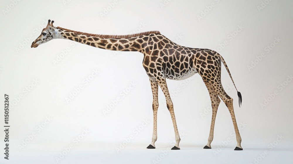 Fototapeta premium Majestic Giraffe Standing Gracefully Against a Minimalist Background