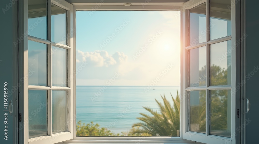 Fototapeta premium Open Window with Breeze: Fresh Air and New Opportunities