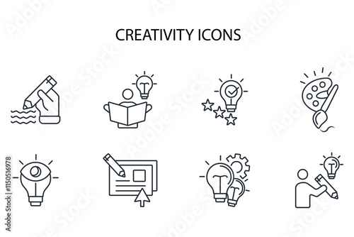 Creativity icon set.vector.Editable stroke.linear style sign for use web design,logo.Symbol illustration.