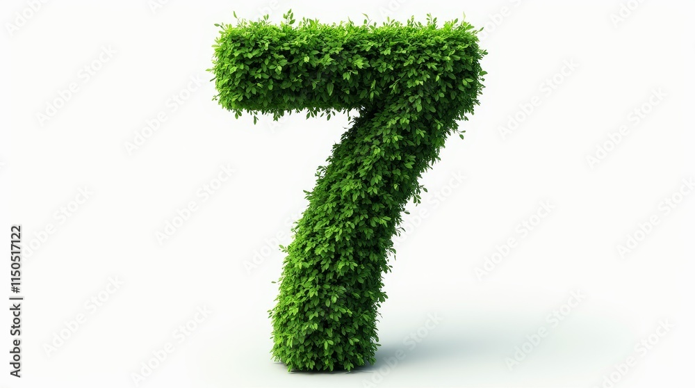 Photorealistic 7-Shaped Topiary Sculpture on White Background Photorealistic 7-Shaped Topiary Sculpture on White Background