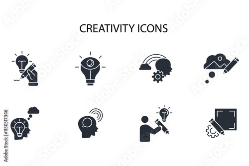 Creativity icon set.vector.Editable stroke.linear style sign for use web design,logo.Symbol illustration.