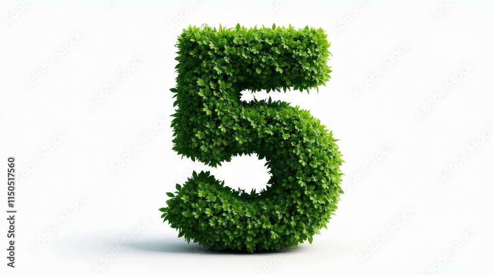 Photorealistic Topiary Sculpture of Number Five Photorealistic Topiary Sculpture of Number Five