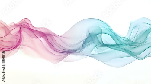 Abstract splashes of mint green and coral pink merge into fluid waves of lavender and turquoise over a soft white gradient photo