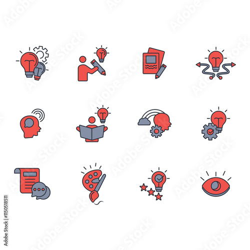 Creativity icon set.vector.Editable stroke.linear style sign for use web design,logo.Symbol illustration.