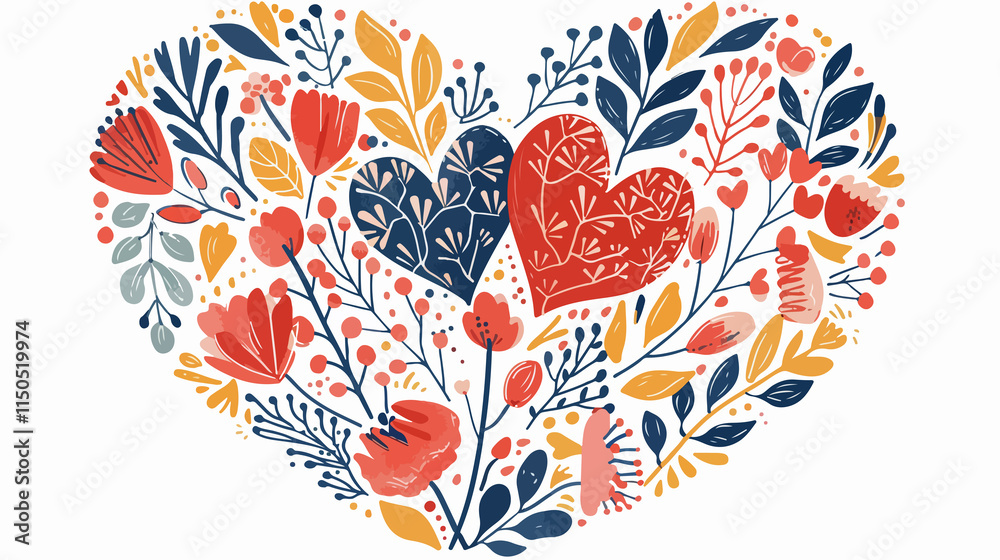 Naklejka premium Realistic Heart Drawing Flat Vector Illustration