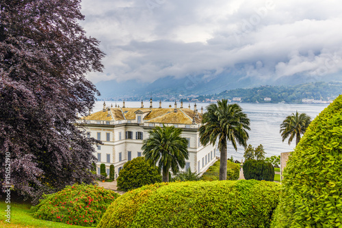 View of the Palace in the Gardens of Villa Melzi in Bellagio, Lake of Como, Italy