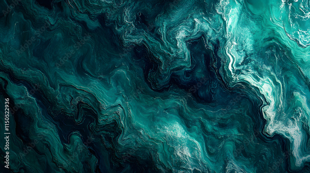 A textured sea surface with undulating patterns dark emerald and navy hues capturing the depth of underwater currents. A textured sea surface with undulating patterns dark emerald and navy hues capturing the depth of underwater currents.