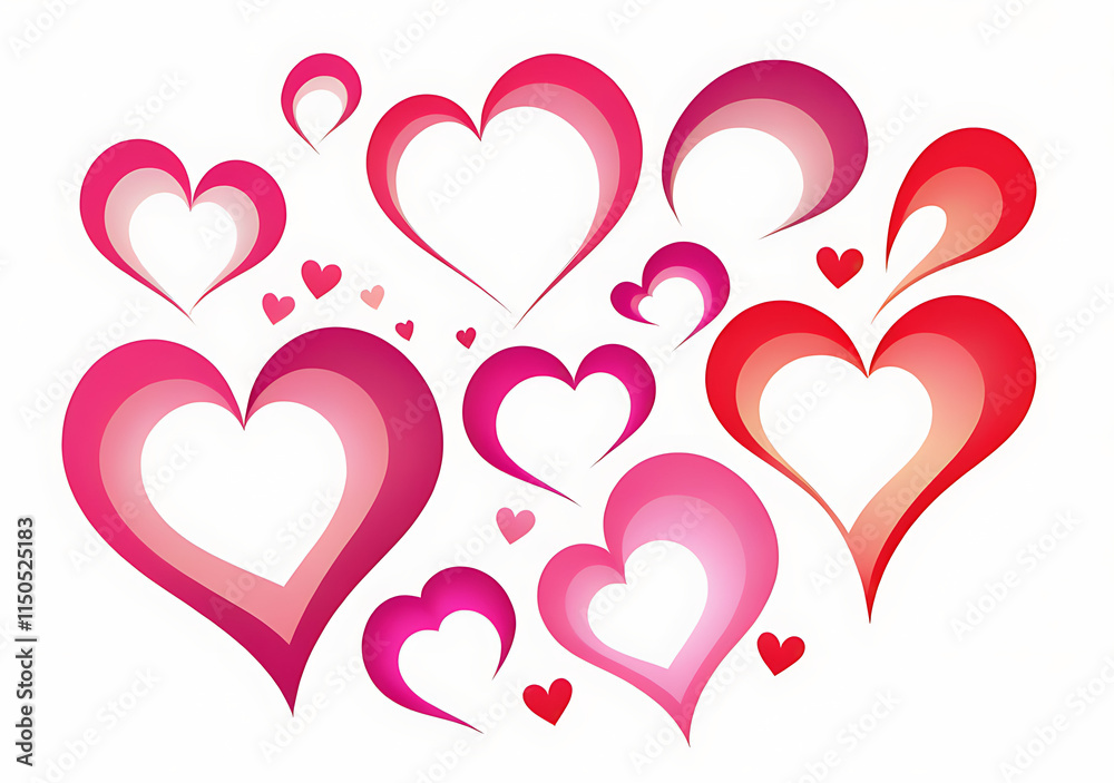 Hearts In Png Form Available As A Wave Pattern With Red Pink Hues On Transparent Or White Backgrounds For Illustration Use. Hearts In Png Form Available As A Wave Pattern With Red Pink Hues On Transparent Or White Backgrounds For Illustration Use.