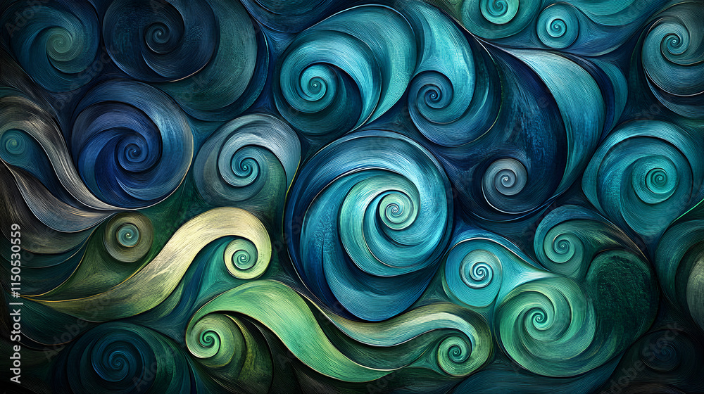 A bold oceanic texture with swirling currents in dark sapphire and emerald tones creating an impression of depth and energy. A bold oceanic texture with swirling currents in dark sapphire and emerald tones creating an impression of depth and energy.
