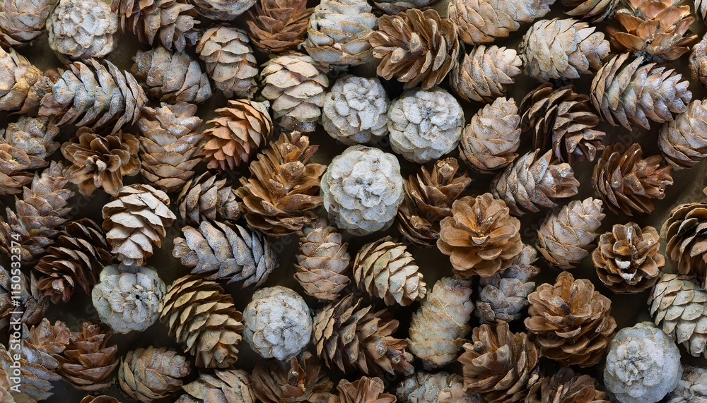 A collection of pine cones creating a natural, textured background with earthy tones. Ideal for nature-themed projects or backgrounds emphasizing woodlands, organic materials, and rustic ambiance A collection of pine cones creating a natural, textured background with earthy tones. Ideal for nature-themed projects or backgrounds emphasizing woodlands, organic materials, and rustic ambiance