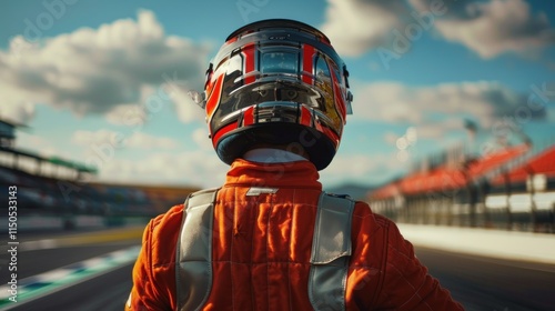 Race Car Driver Contemplating on the Track