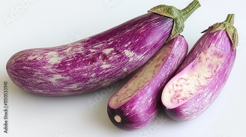 Wallpaper Mural Whole Aubergine on Crisp White Backdrop. Fresh and Isolated Purple Vegetable for Culinary Inspiration. Torontodigital.ca