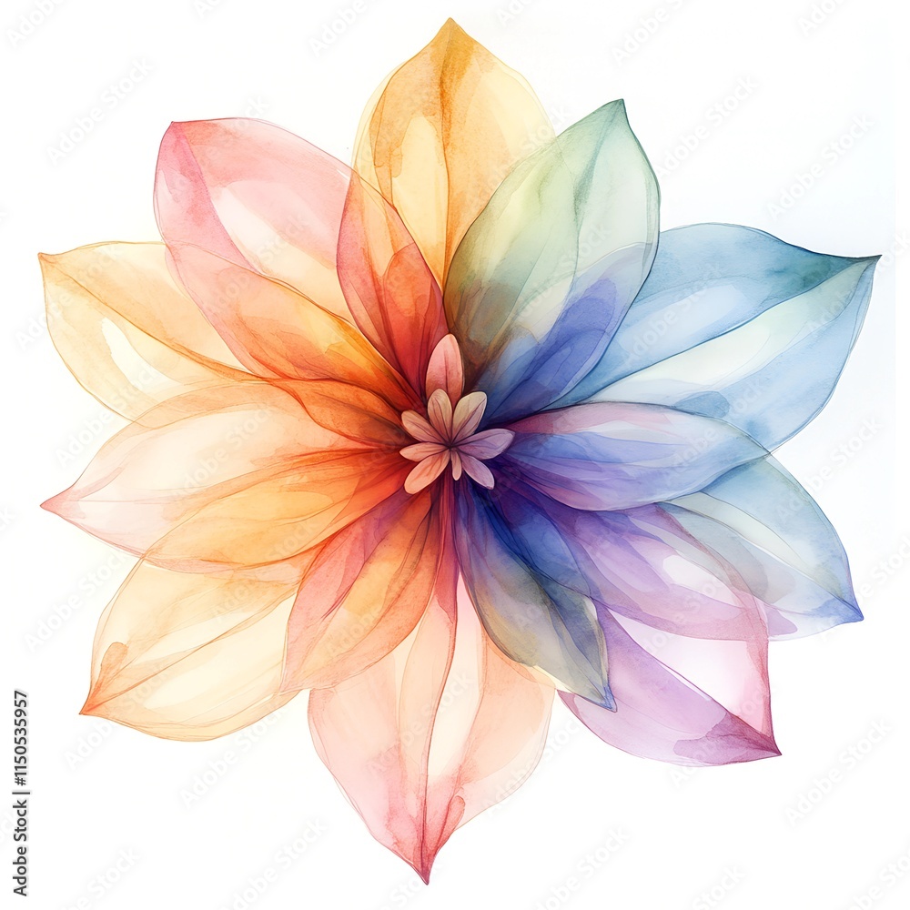 Obraz premium Airy Rainbow Watercolor Flower
