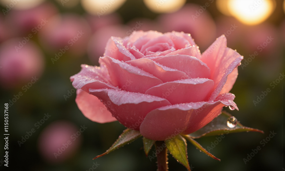 A close-up of a single dew-covered rose petal, its soft pink hue illuminated by the gentle light of dawn, A close-up of a single dew-covered rose petal, its soft pink hue illuminated by the gentle light of dawn,
