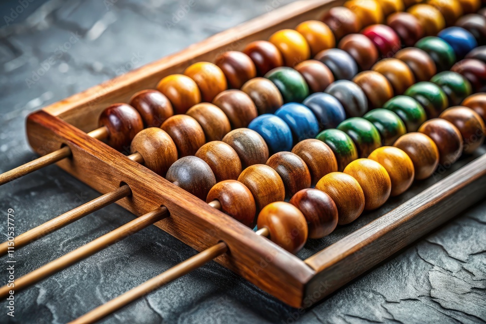 Intricate abacus beads, a macro close-up revealing textured gray surface details. Intricate abacus beads, a macro close-up revealing textured gray surface details.