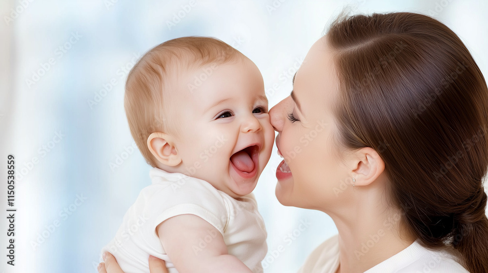 Happy loving family. mother and child playing, kissing and hugg Happy loving family. mother and child playing, kissing and hugg