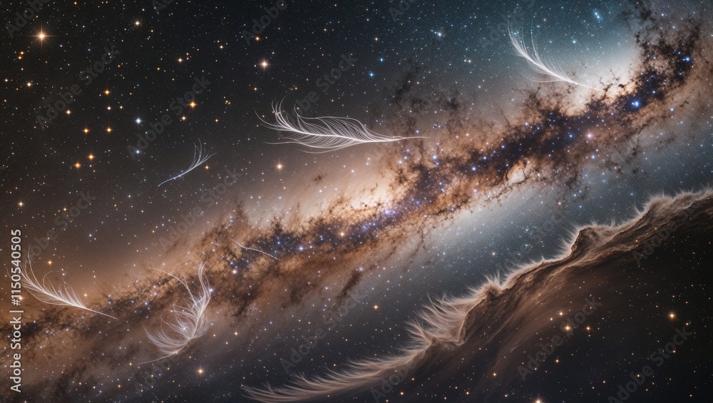 Celestial Wonder: A Majestic Milky Way Galaxy in Golden Hues Celestial Wonder: A Majestic Milky Way Galaxy in Golden Hues