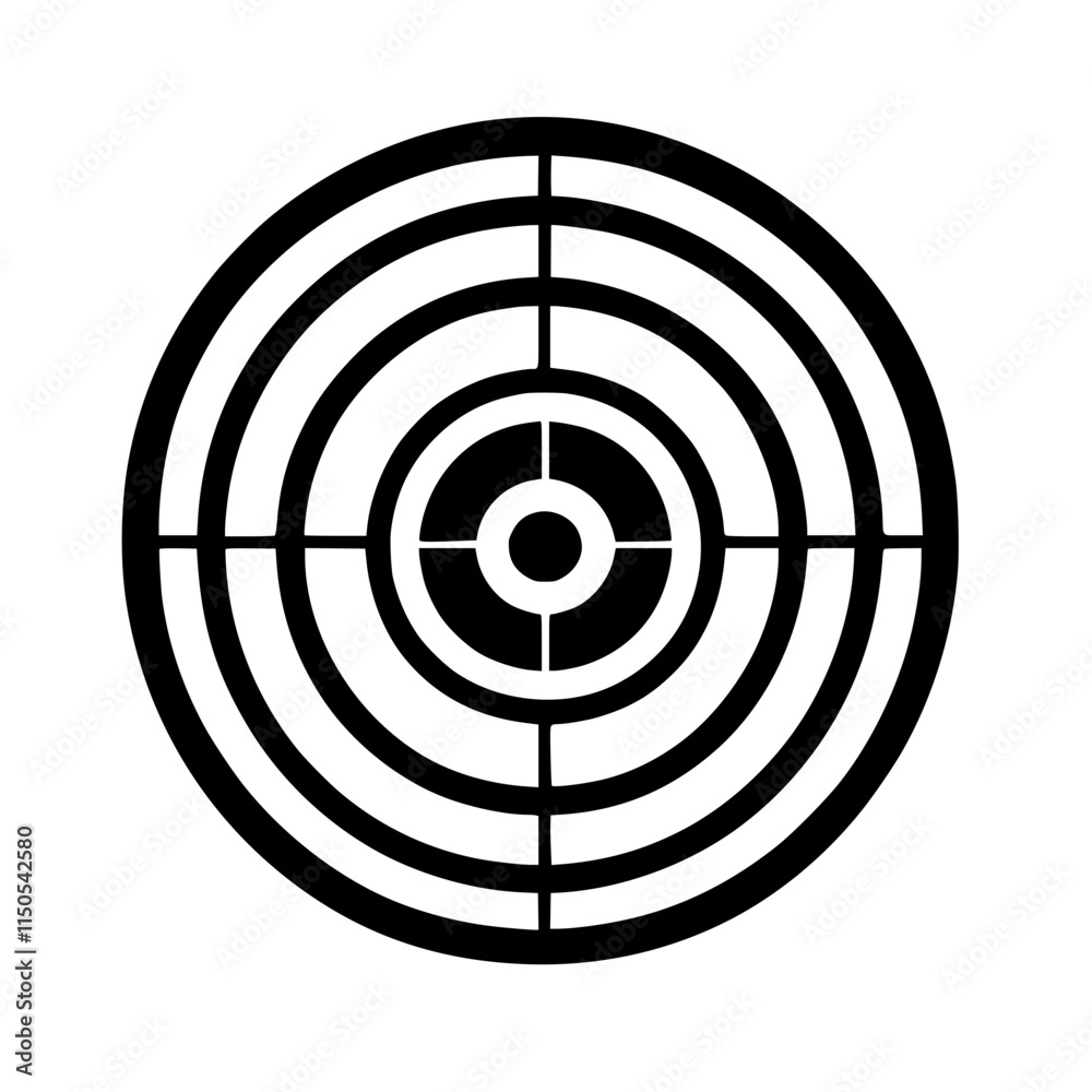 Simple black and white target with red circle Simple black and white target with red circle