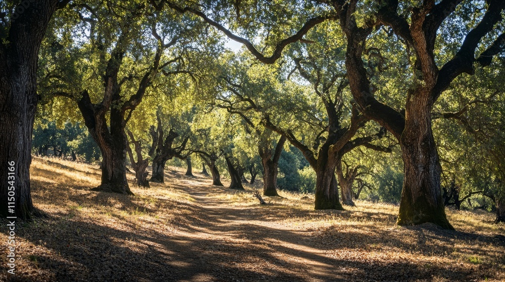 Serene Forest Pathway Underneath Majestic Trees Serene Forest Pathway Underneath Majestic Trees