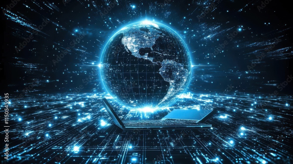 Obraz premium Global Network: Digital World Interconnection
