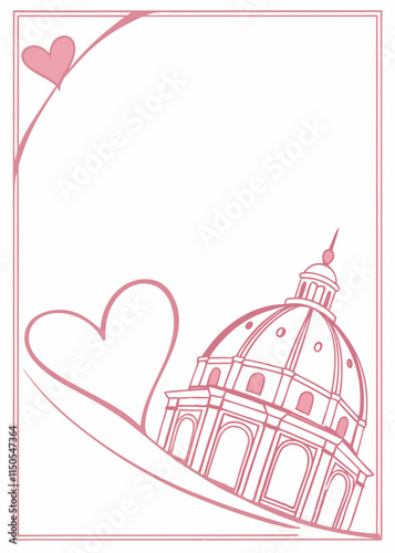 Minimalistic Pink Heart Banner with Copy Space for Valentine's Day or Romantic Occasions