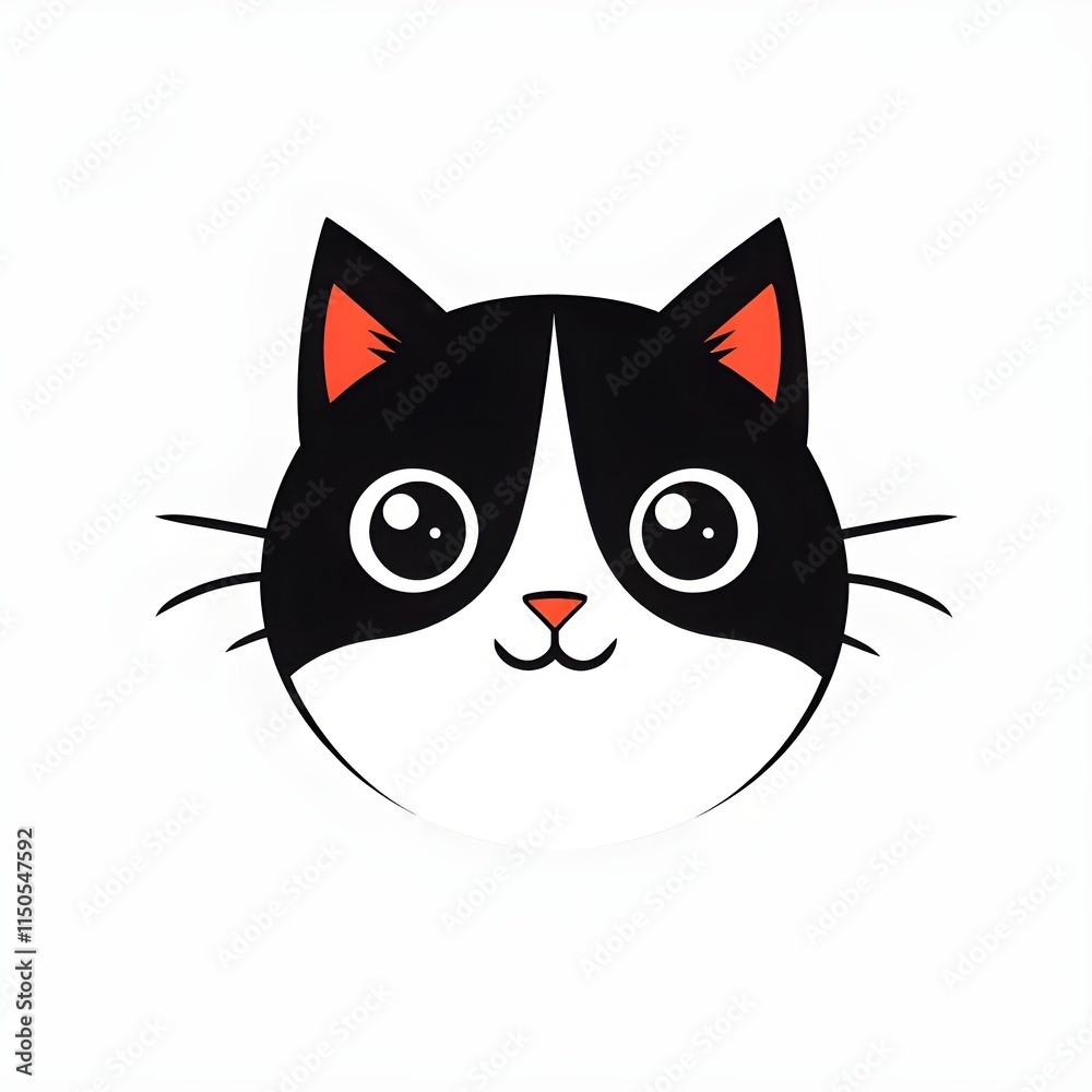 Obraz premium A simple cartoon cat with a white background, AI generated
