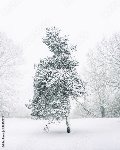 Wallpaper Mural Snow covered pine tree Torontodigital.ca