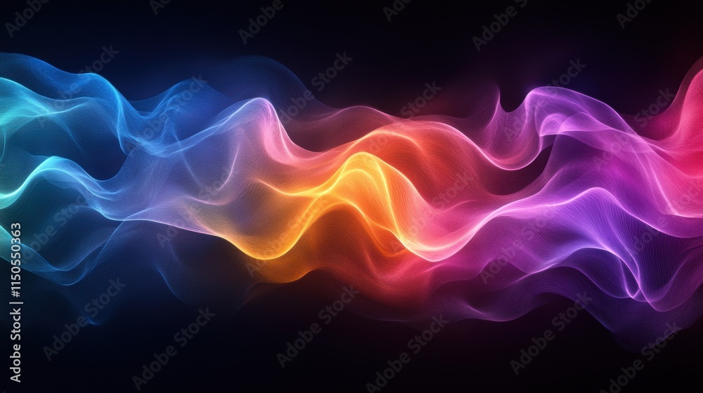 Fototapeta premium Vibrant multicolor abstract wave on black background