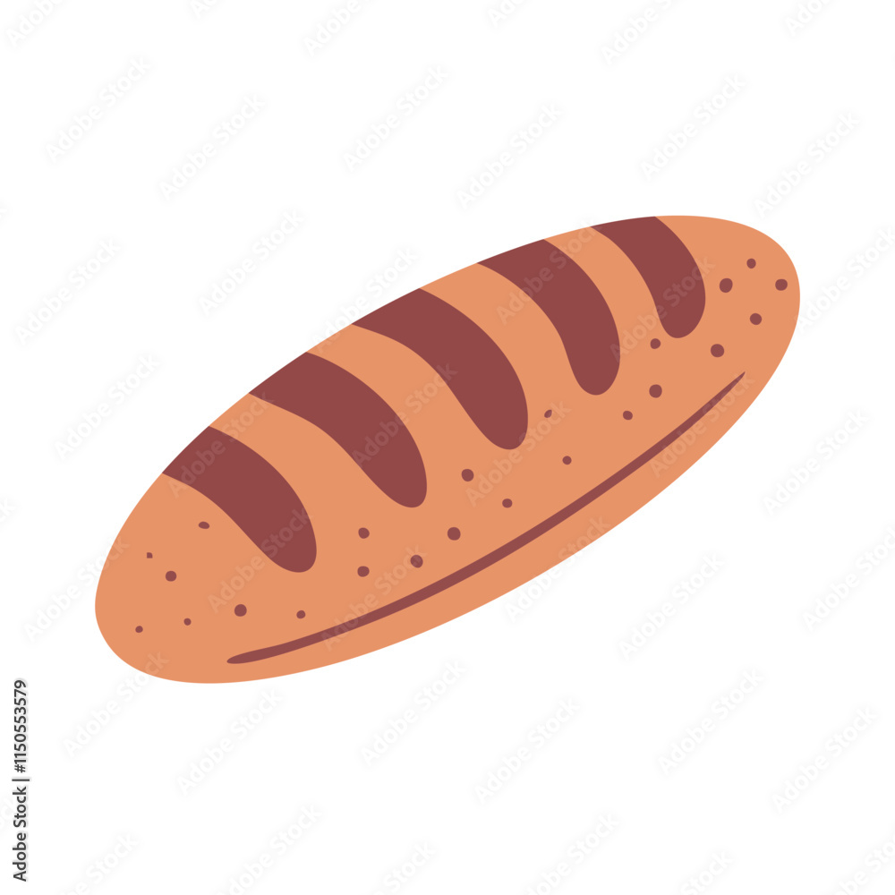 Bakery product. Bread made from wheat flour. Food and cooking. Flat vector illustration isolated on white background Bakery product. Bread made from wheat flour. Food and cooking. Flat vector illustration isolated on white background