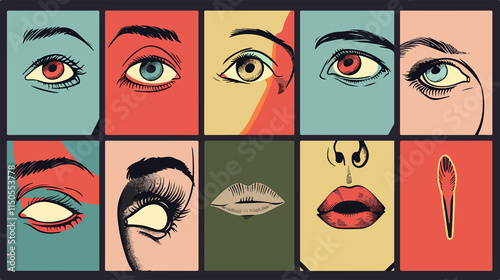 Flat Vector Illustration of Human Senses Icon Set