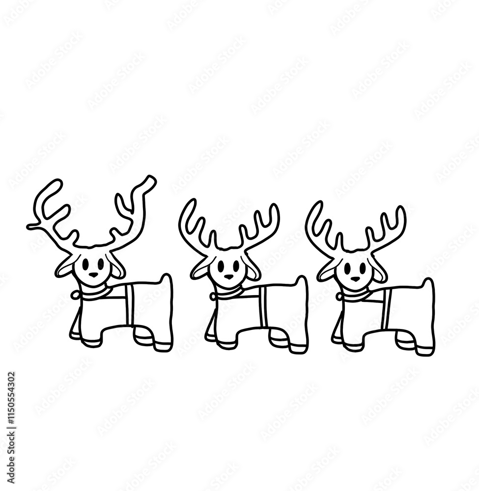 Fototapeta premium santa claus and reindeer christmas illustration , animal winter 