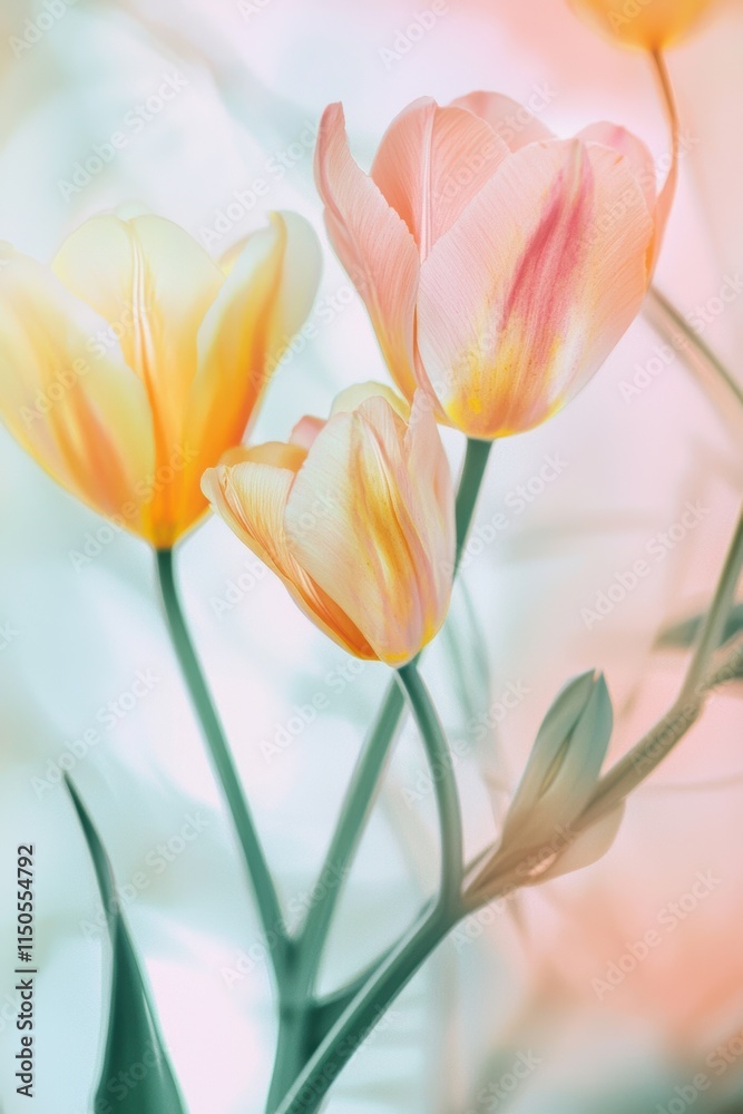 Naklejka premium Delicate Pastel Abstract Background with Floral Patterns for Elegant Spring Branding